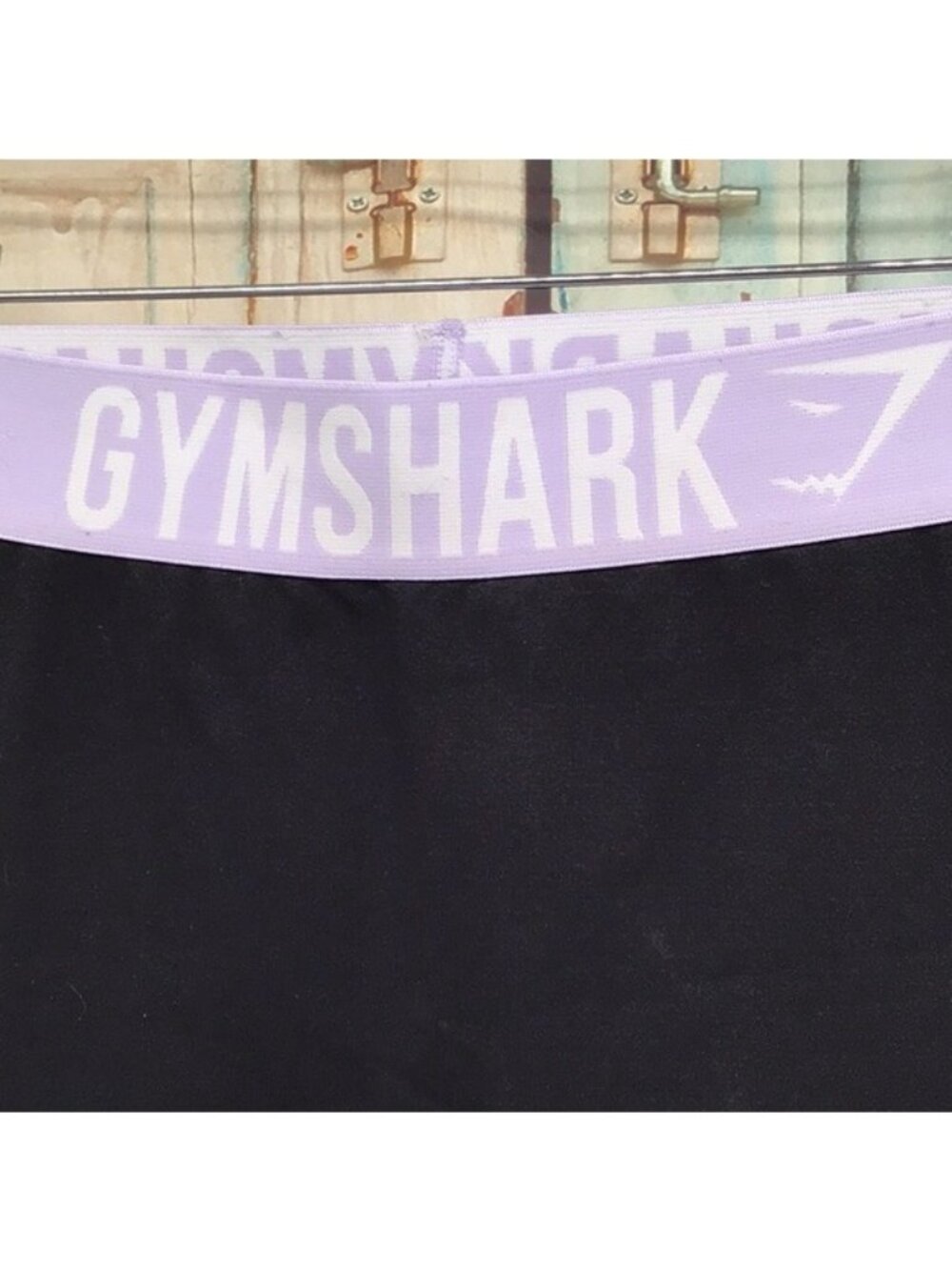 Gymshark Womens Black Leggings With Lavender Waistband XS Nylon Blend - Picture 2 of 4